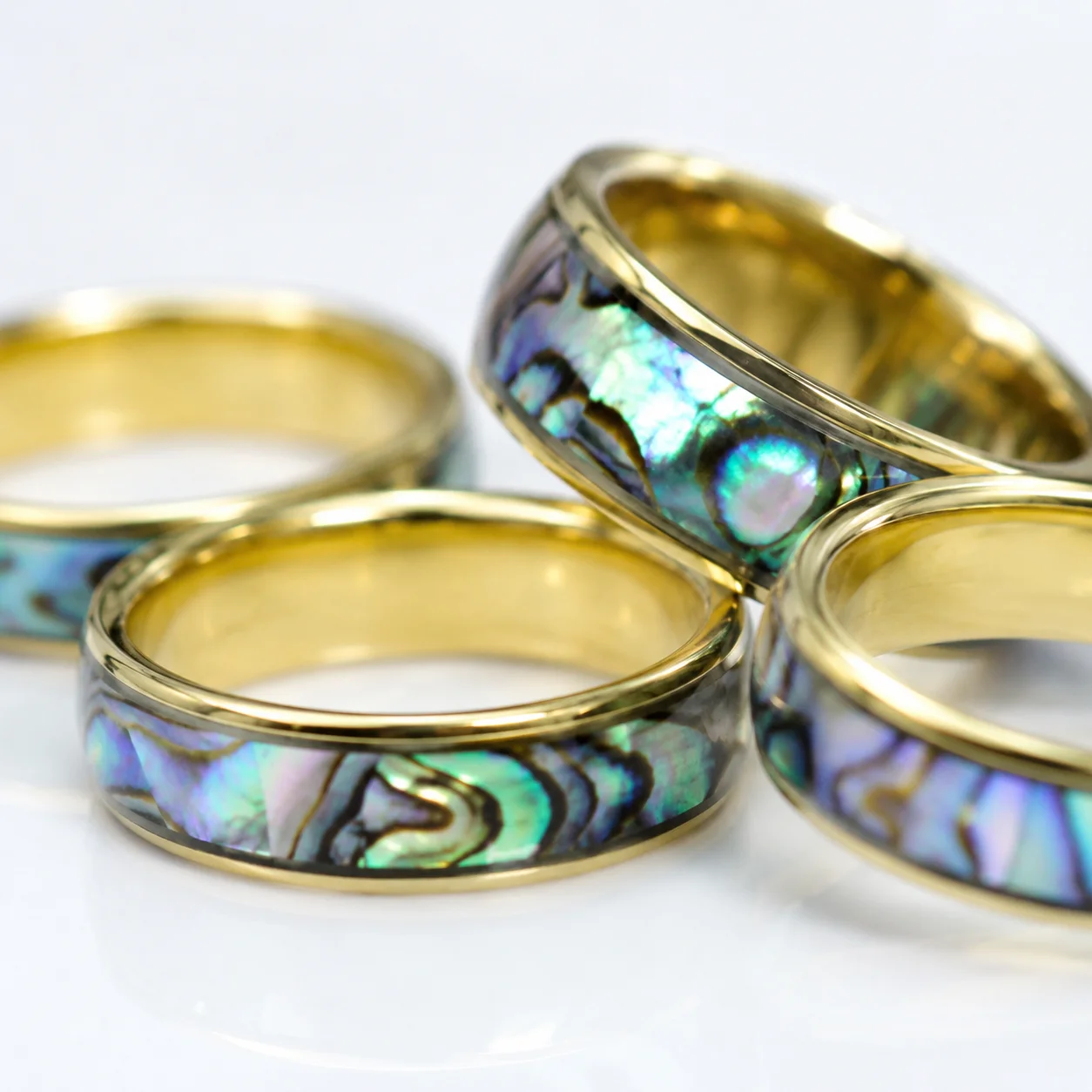 20 Stück Modische Natürliche Muschelringe aus Edelstahl, Nie Verblassend, für Damen und Herren, Schmuck in Großmengen LR4029 – Detail 12