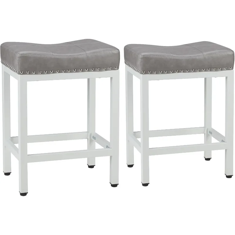 

24 inch Bar Stools Set of 2, Upholstered Modern Counter Height Bar Stools for Kitchen Island Modern PU Leather Sadless Stools