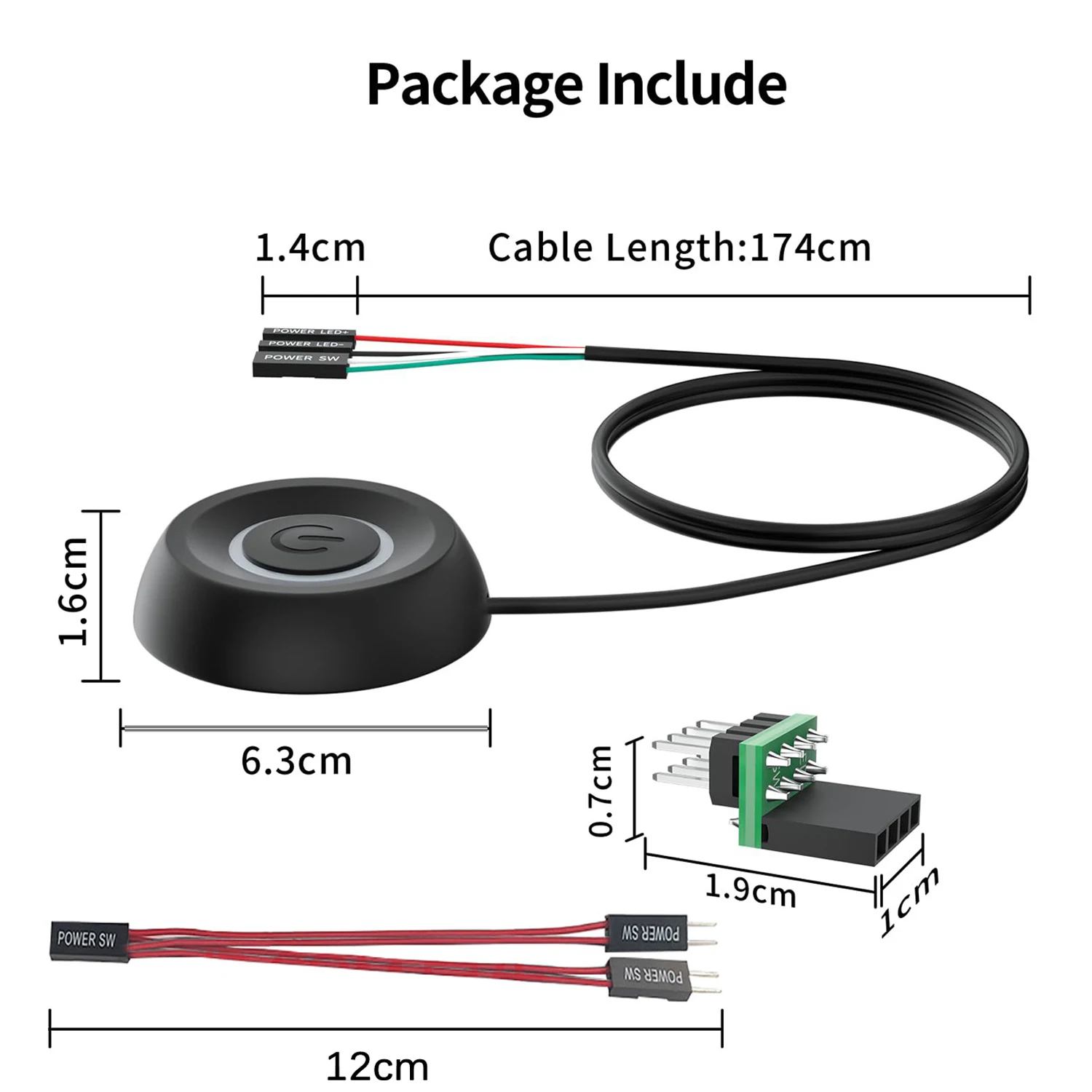 Computer Desktop Mobile Switch Button PC Motherboard External Boot On/Off Button Extension Cable Power On Button For Home Office