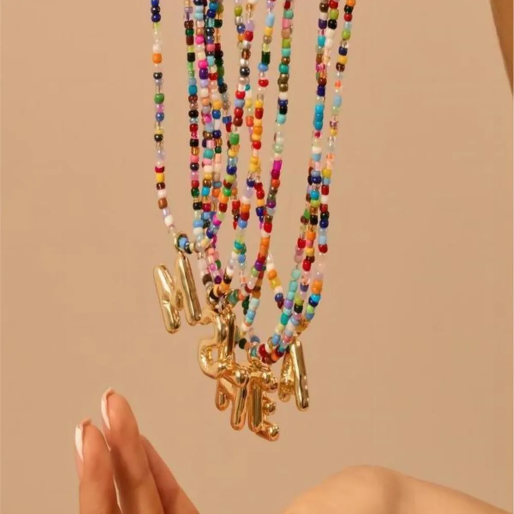 الأولي 26 حرف ملون مطرز قلادة قلادة للنساء خمر بوهو خنق Collares العصرية كل مباراة ورائعة مجوهرات #6