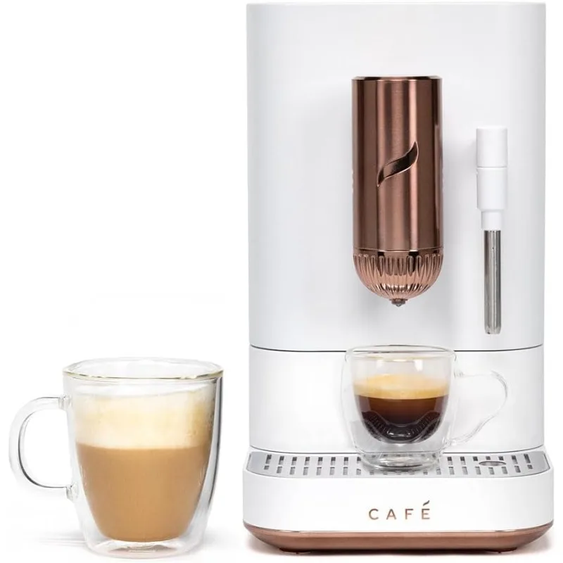 

Automatic Espresso Machine & Milk Frother w/ Built In&Adjustable Espresso Bean Grinder,One-Touch Brew in 90 Seconds,Matte White