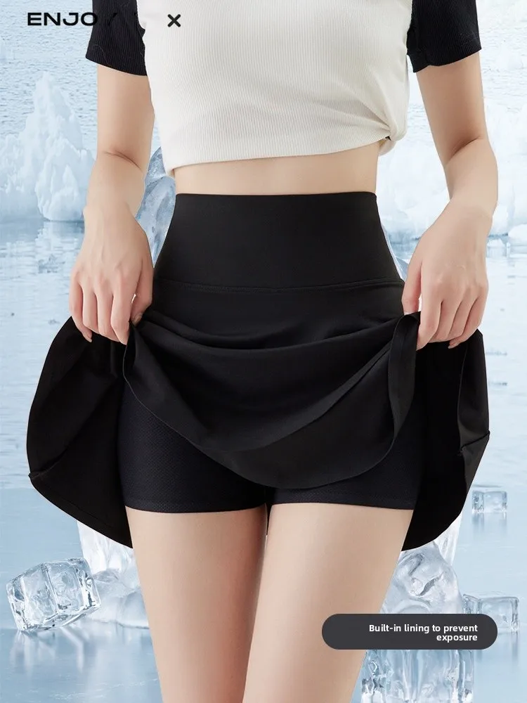 

Spor Anti-Light Yoga ort Skirt Women's Fitn Gym Tennis Pleated A-Line Skirt High Waist Nylon High Elastici