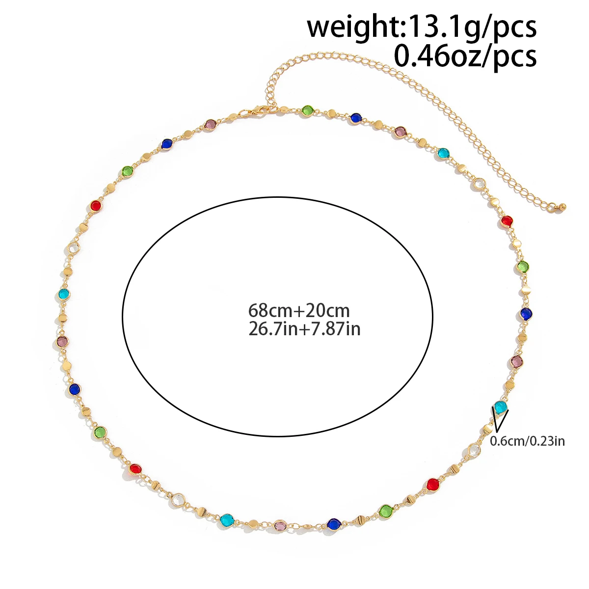IngeSight.Z Simple Colorful Geometric Crystal Waist Belly Chain for Women 2024 Trendy Bikini Thin Belt Chain Body Jewelry