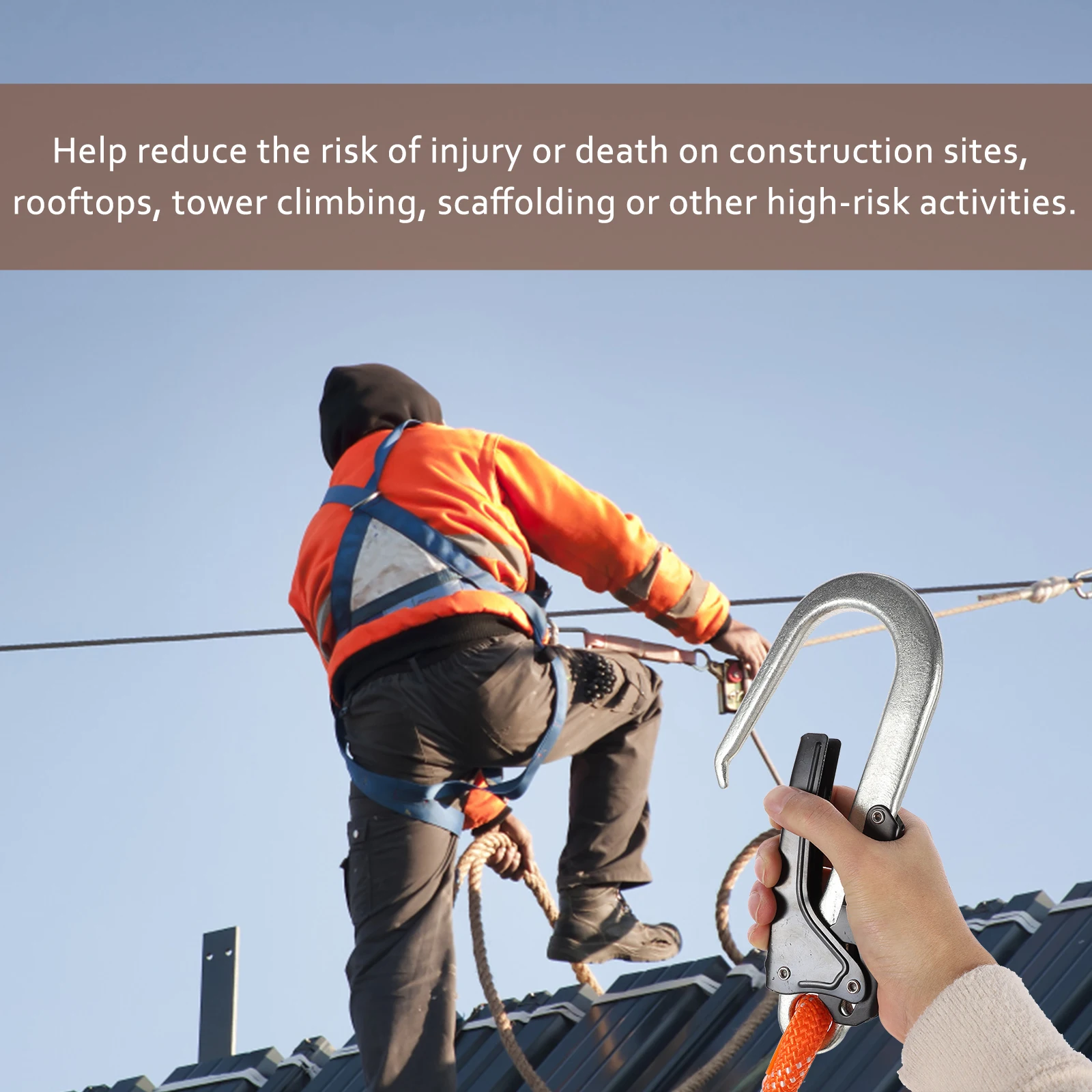 

Safety Climbing Rope Sturdy Polypropylene Material Lightweight Ropes Powerful Hooks Escort Life Safety Outdoor Mountaineering
