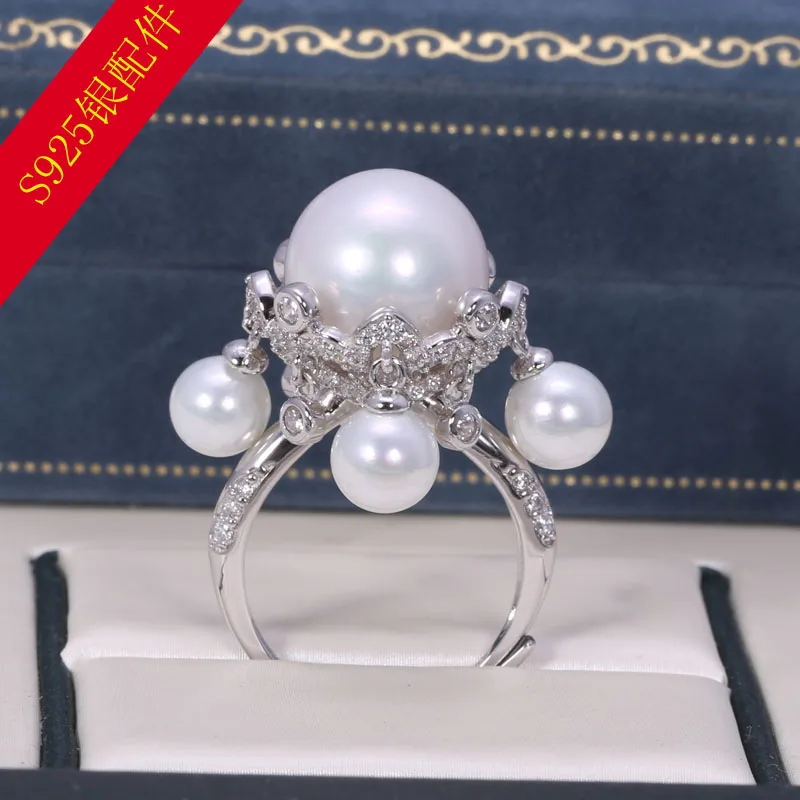 

classic new design 10-11mm south sea round white pearl ring 925s ring 925 sterling silver jewelry