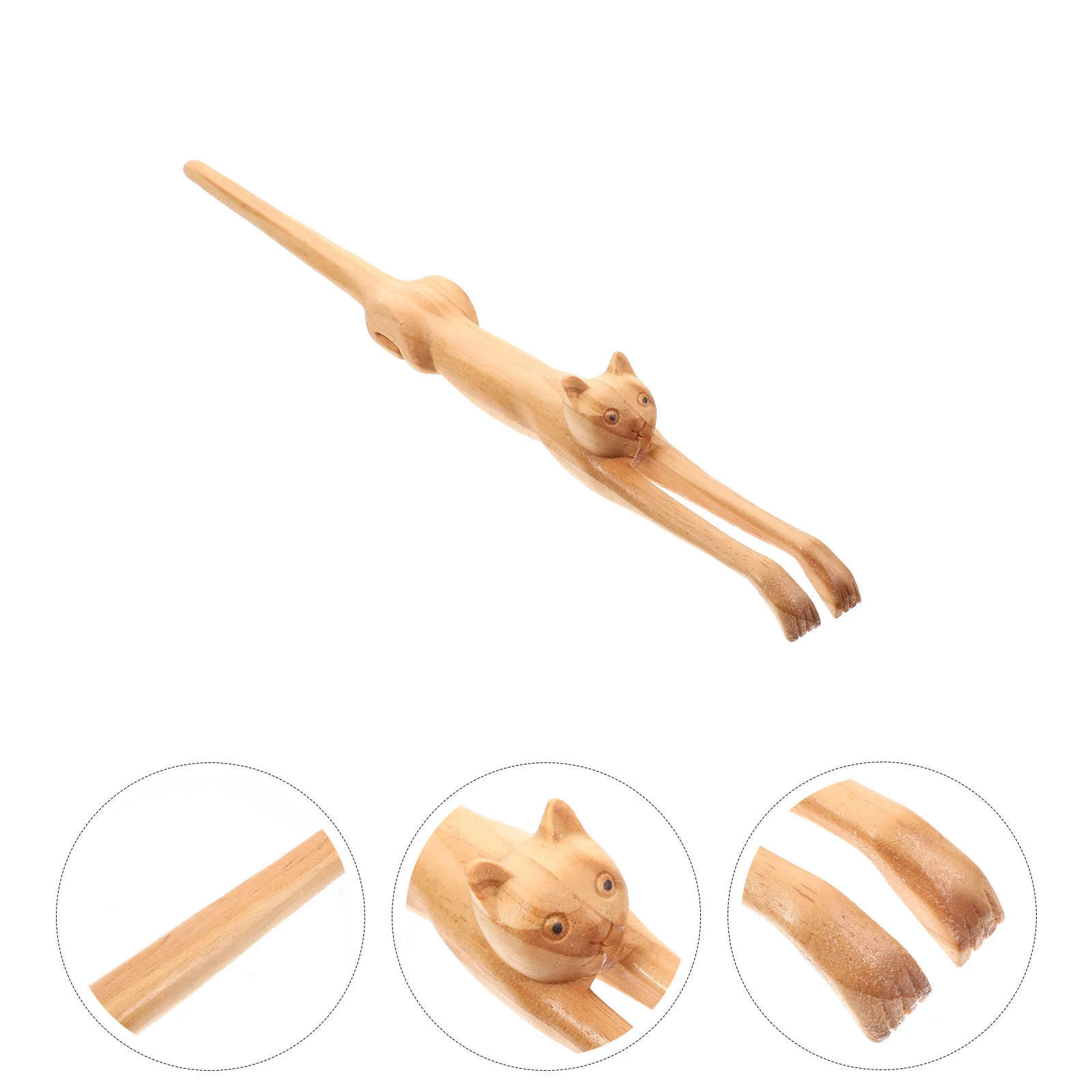 

Wooden Cat Shape Back Scratcher Long Handle Back Tickler Massage Tool Itch Relief Body Scratch Tool Portable Massage Supply
