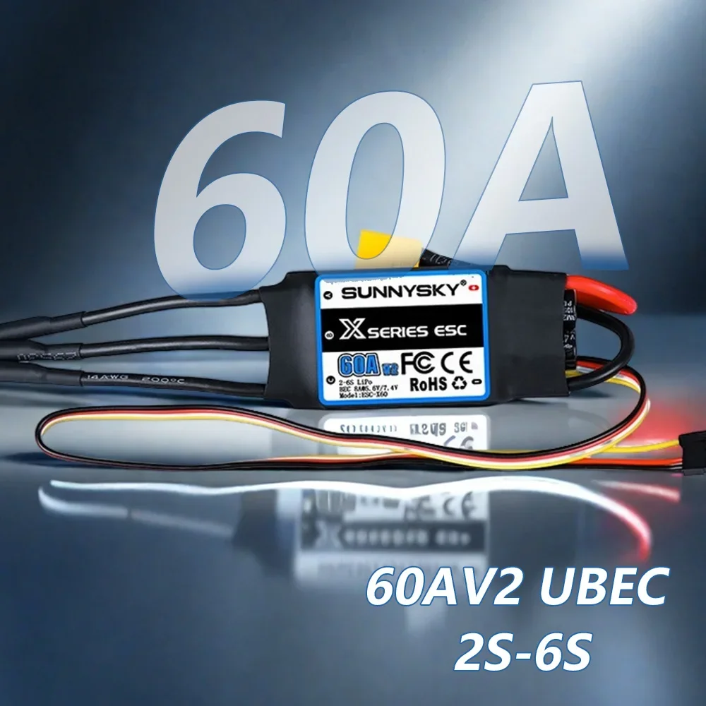 VoltSSUNNYSKY X Series ESC 60A 2-6S Brushless Speed Controler With Ubec For RC Airplane 3D KT Aircraft Fixed Wing Culvert