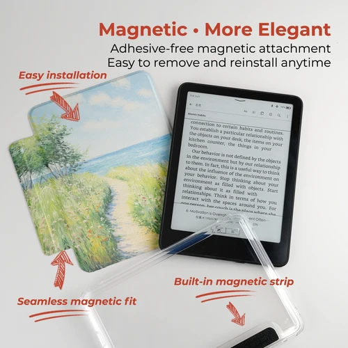 Imagen 2 del producto Funda Twosheep para Kindle 11.ª generación, Colosoft Paperwhite 12.ª, 11.ª, 10.ª, 7.ª generación, Magnética, Desmontable, Parte Trasera Transparente, Activación/Desactivación Automática, con Ilustraciones