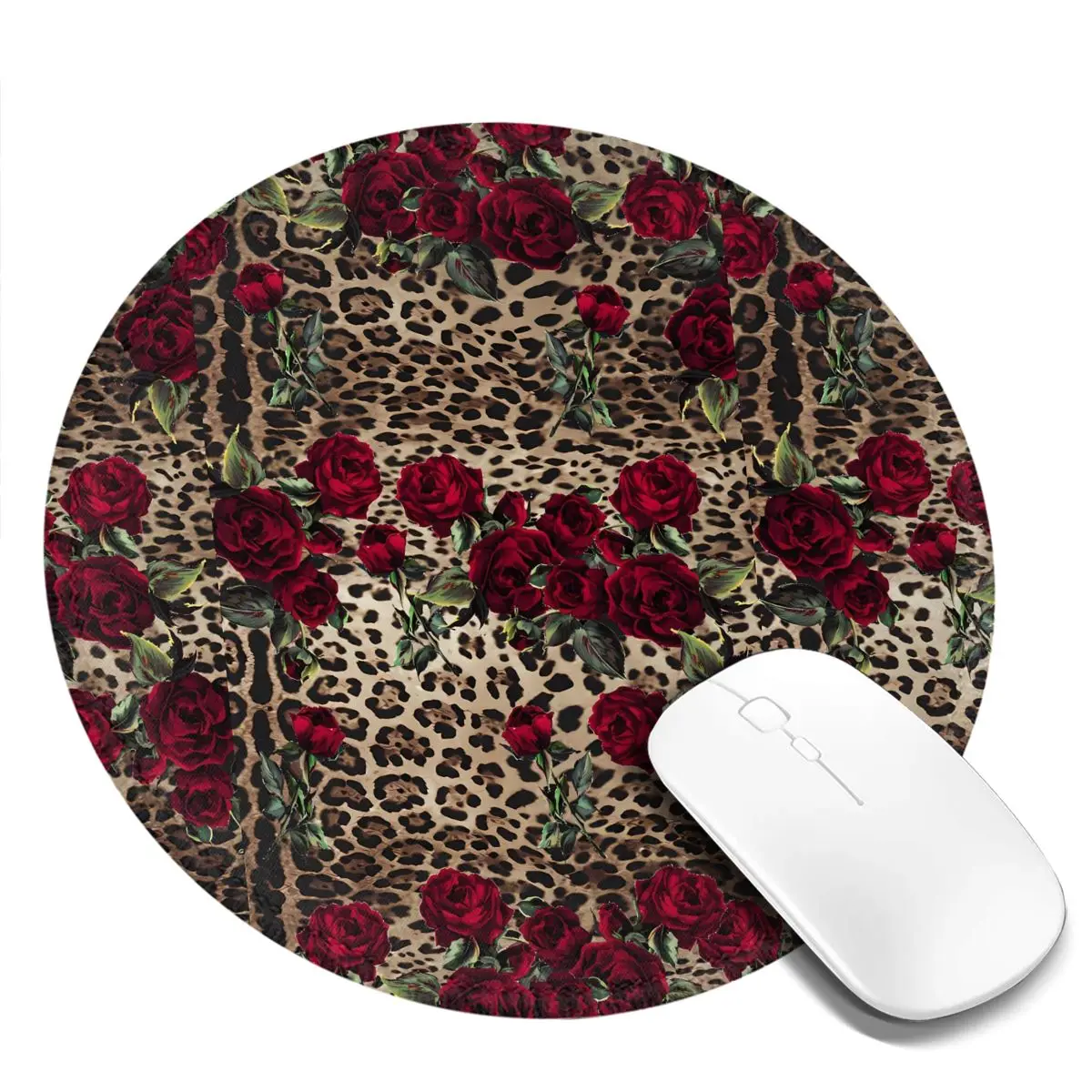 Gamer Mouse Pad Floral Leopard Print Comfortable Mousepad Desk Accessories Red Roses Graphic Mouse Mats For Laptop PC MacBook