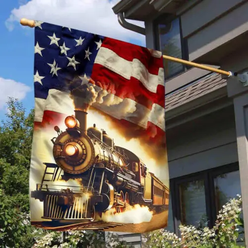 Train American Flag Garden Flag KKL AAL HHM WZZ yyi
