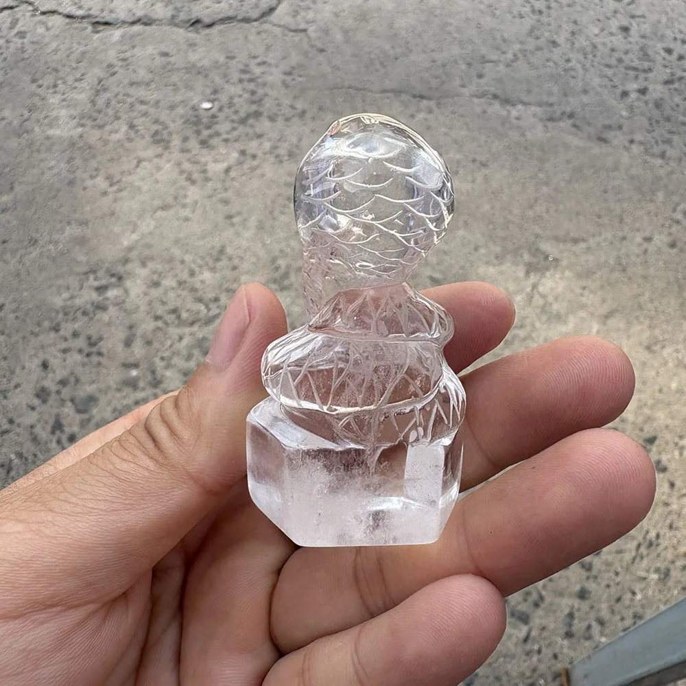 Custom Handcrafted Natural White Crystal Snake Figurine - Gemstone Animal Statue Tabletop Decor for Healing