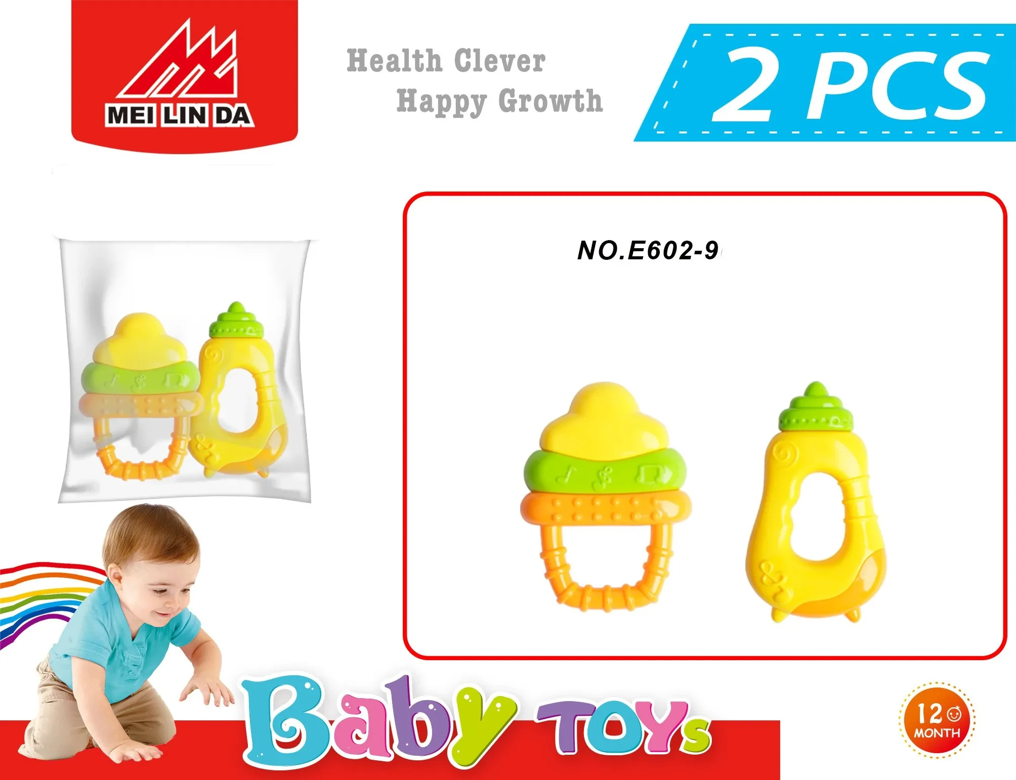 Jouets de Dentition en Silicone pour Nouveau-Né, Sans BPA, en Forme de Fruit, à Mâcher, avec Boîte de Rangement, Cadeau Parfait pour Bébé