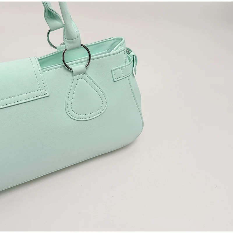Hobo-Handtasche, Damen Motorrad-Biker-Stil Arbeitstasche, Y2k Mädchen Edgy Vintage Chic Mintgrüne Satteltasche – Detail 22
