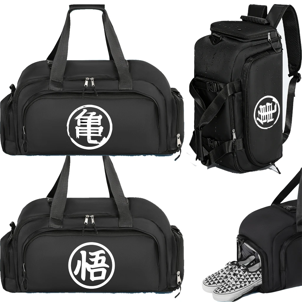 Goku Son Large Capacity Gym Bags,Multifunctional Men Travel Luggage Bag,Shoe Pocket Sport Dry Wet Sepration Fitness Handbag
