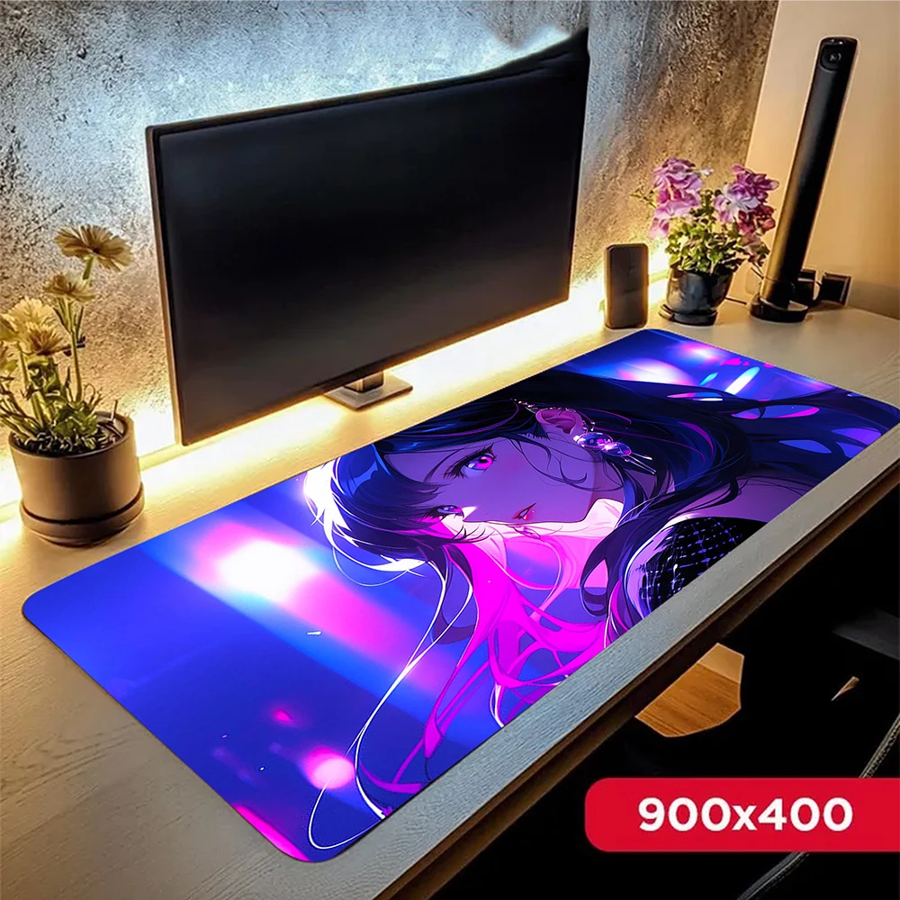 

Purple Anime Girl Mousepad Computer Mouse Pad Gaming Accessories Desk Mat Large Mouse Mat Game Keyboard Pads 900x400mm Playmat