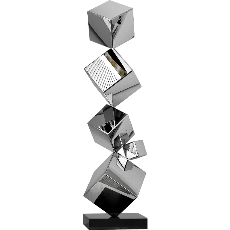 

Modern simple geometric square laminated stainless steel ornaments, porch living room bedroom model home decoration