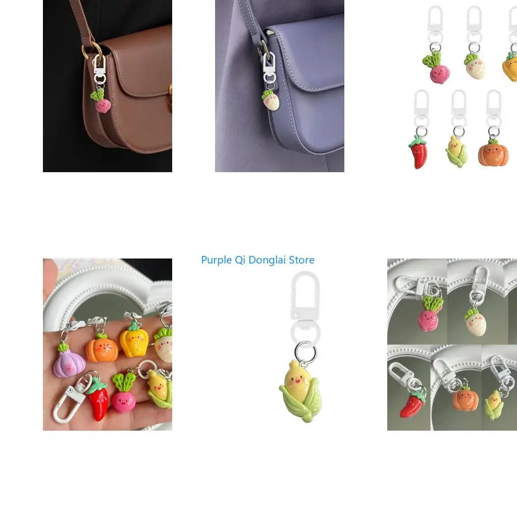 L21E Vegetable Keychain Colorful Resin Bag Decoration For Girls