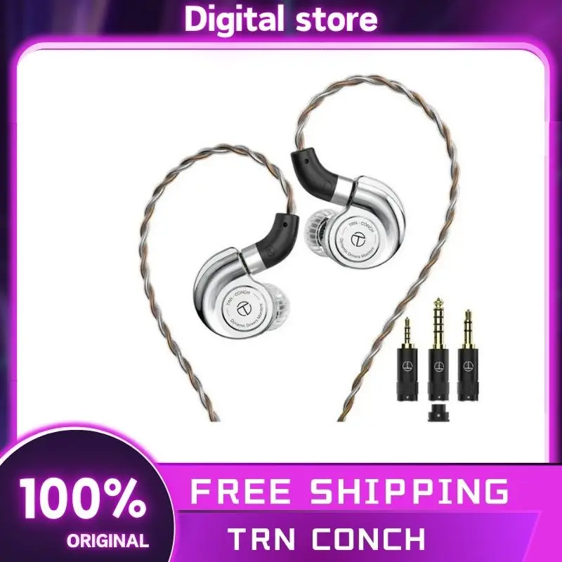 TRN Conch Earphone High-Performance DLC Diamond in-Ear Earbuds Diaphragm Dynamic Monitor Tuning Nozzle Filters For Xiaomi Custom