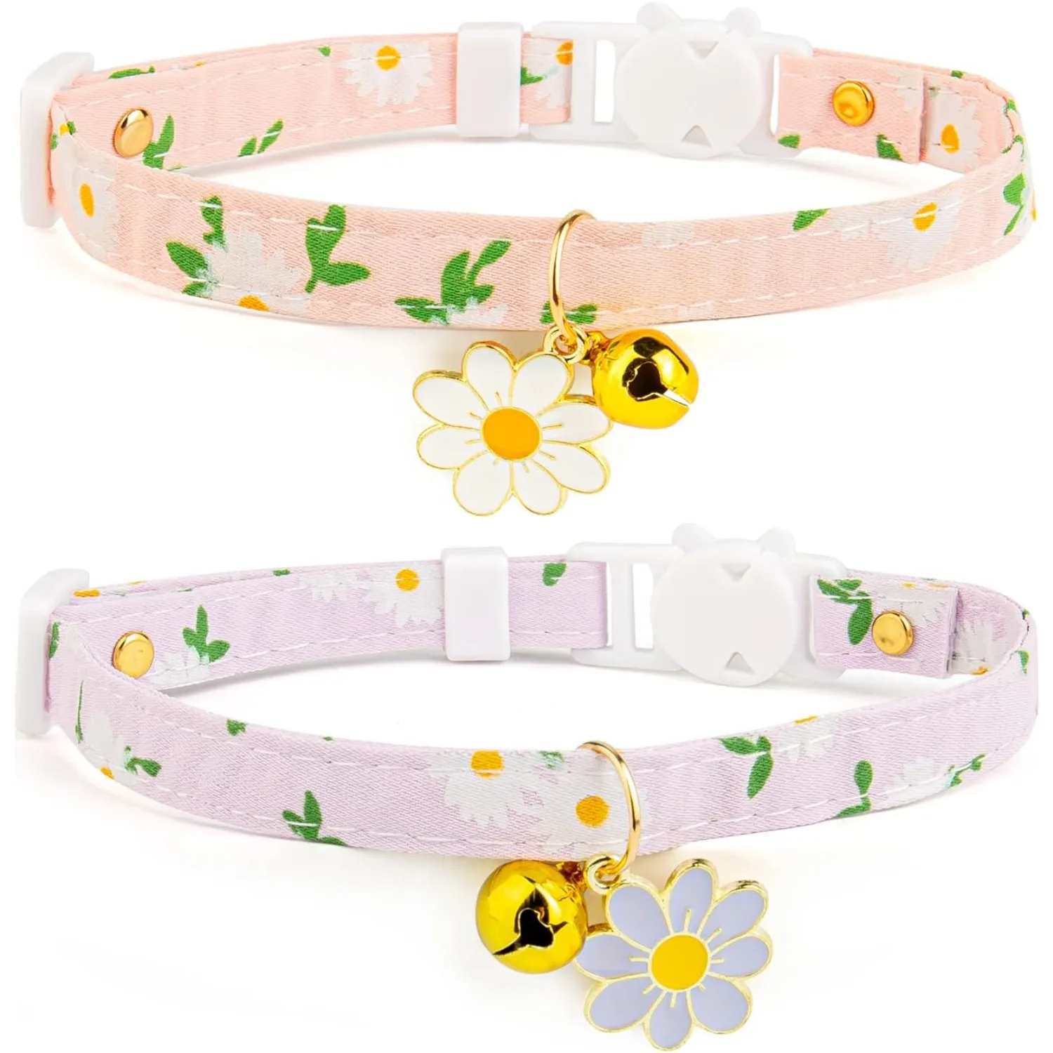 Breakaway Cat Collar with Bell Reflective Pink and Purple Kitten Collar Cute Cat Accessories for Female Cats Small Cats