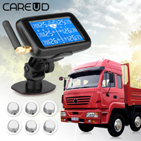 CAREUD U901T Car Truck TPMS Car Wireless Tire Pressure Monitoring System,LCD Display,with 6 External Sensors,Replaceable Battery