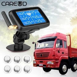 CAREUD U901T Car Truck TPMS Car Wireless Tire Pressure Monitoring System,LCD Display,with 6 External Sensors,Replaceable Battery