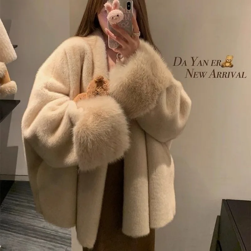 FL 2025 Winter Hot Fashion Meisjes Oversized Gradiënt Bontjas Vrouwen Dikke Warme Bovenkleding Pluizige Faux Vossenbont Jas Nieuwe