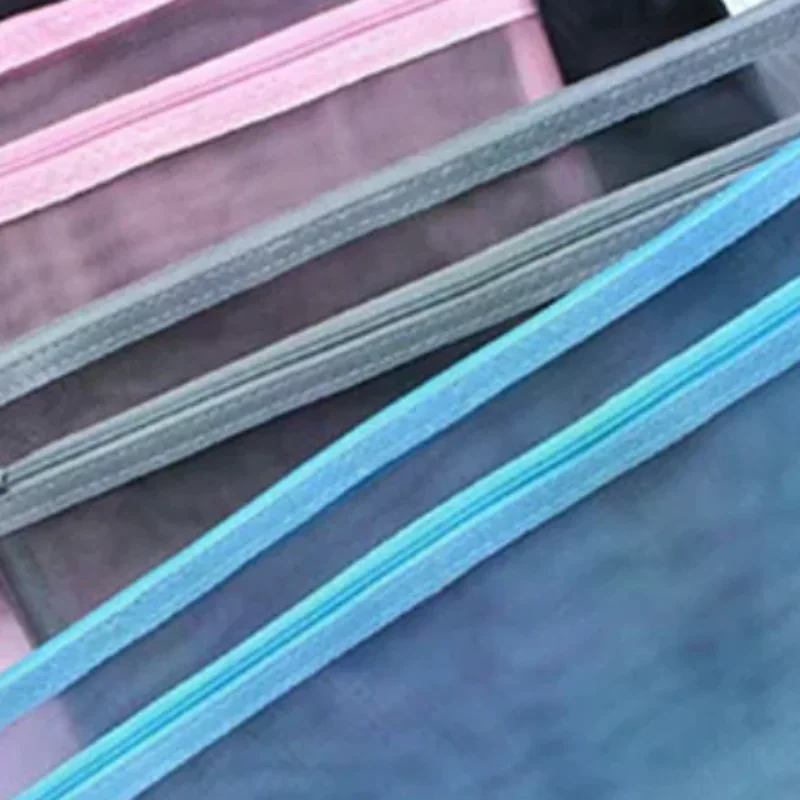 

A4 A5 A6 Portable Double-layer Mesh Zipper File Bag Transparent Student Test Paper Data Storage Bag Office Files Stationery