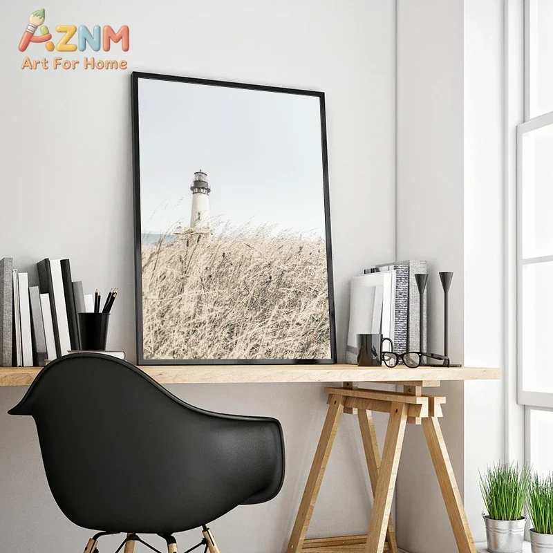 Neutral Beach Walkway Surfboard Minimal Ocean Wave  Palm Soft Coastal Poster Canvas Painting Print Wall Picture Room Home Decor