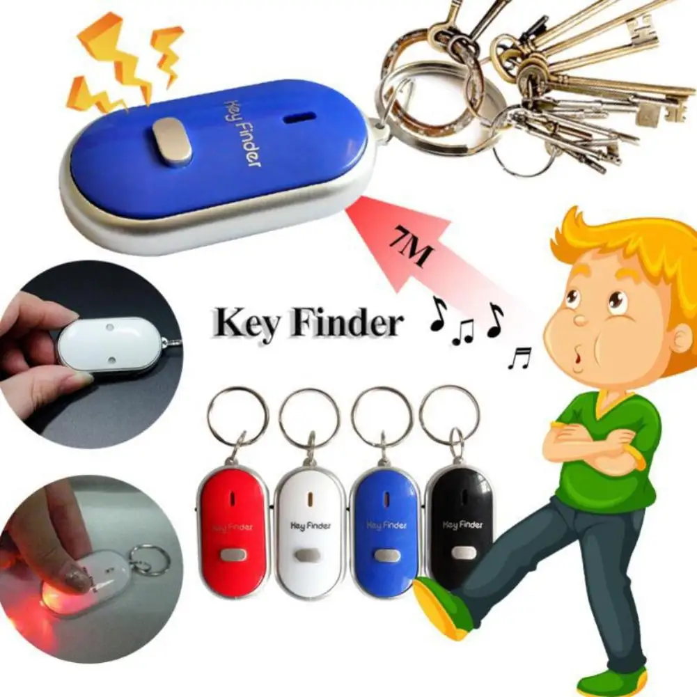 Whistle Key Finder Wireless Anti Lost Key Locator Sound Control LED Light Keychains Finder Tracker Loud Beep Snore Reminder
