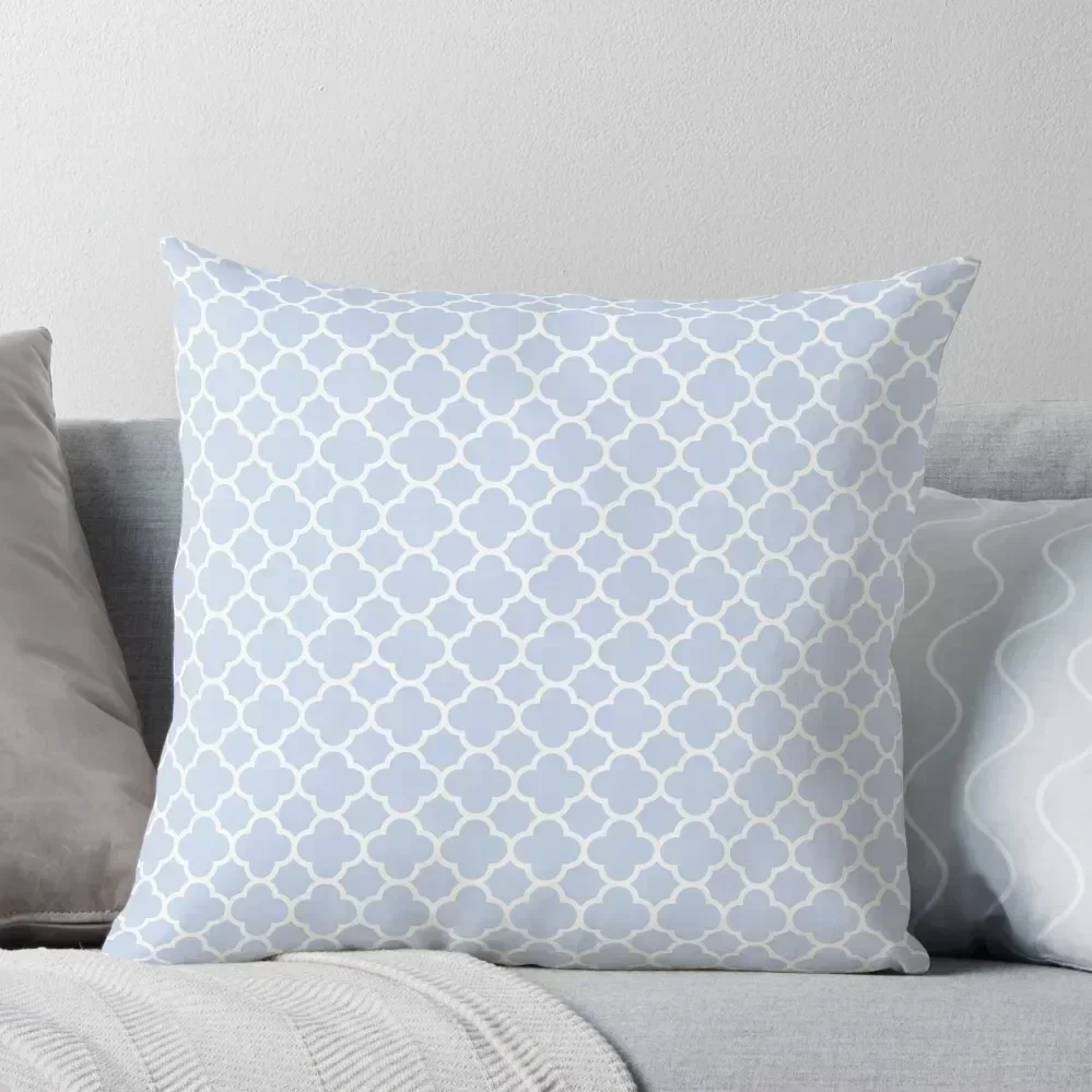 Pale Blue and White Quatrefoil Pattern Throw Pillow Couch Pillows pillow cover christmas pillow