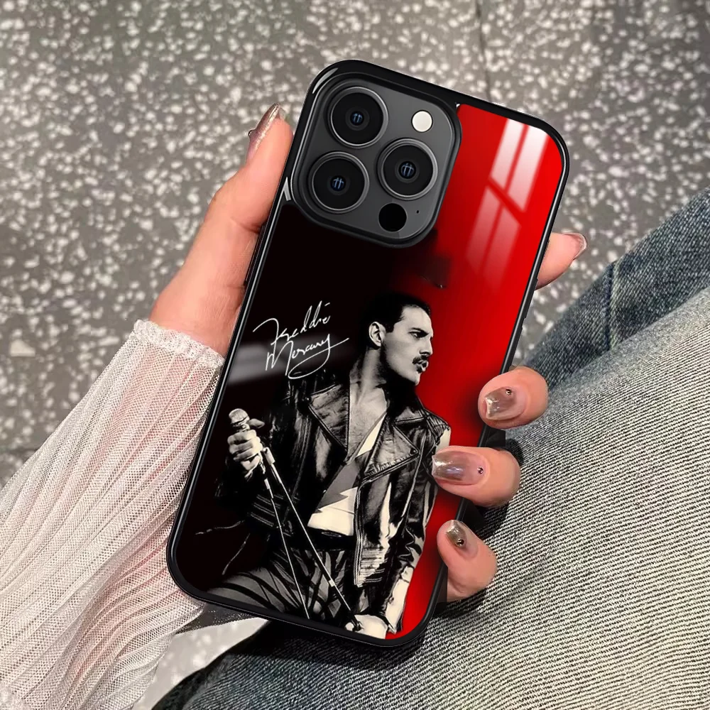Casing Ponsel Queen F-Freddie Mercury untuk iPhone 16 15 14 13 12 11 Pro Xs Max Mini Plus Antiselip Funda Keras Tahan Benturan