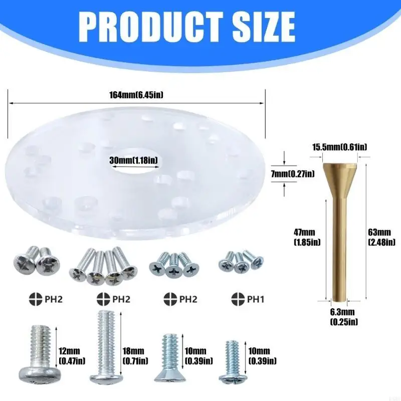 E5BE Transparent Acrylic Router Base Plate Precise Router Accessory For Woodworking