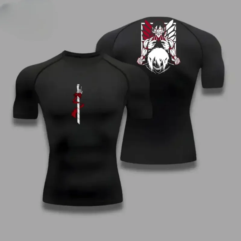 

ErenYeager Clothing Fitness Compression Running T-Shirt MenTops Bat Printing Men Quick-Drying Gym Sportswear Jersey Tee for Male