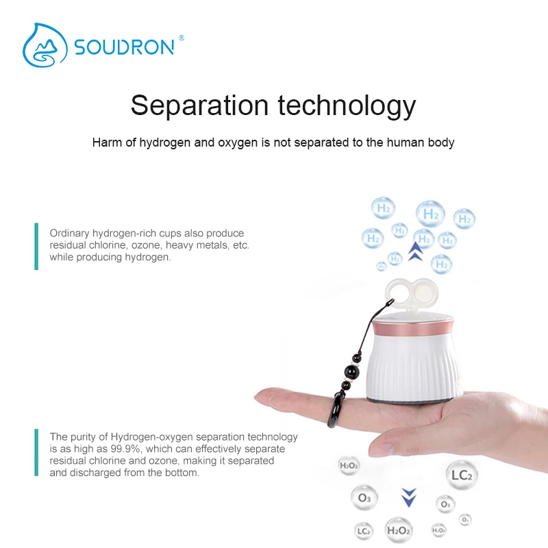 5000ppb 슈퍼 높은 농도 휴대용 수소 물 텀블러 충전식 물 Ionizer H2 수소 병 Generato