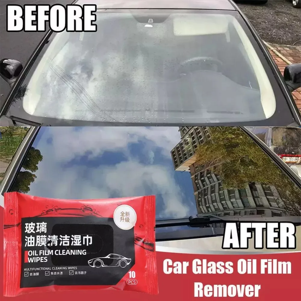 5 Bags Portable Car Glass Oil Film Removal Wipes Anti-rain Anti-fog Car Windshield Glass Cleaner Wet Towel Oil Stain Cleaner