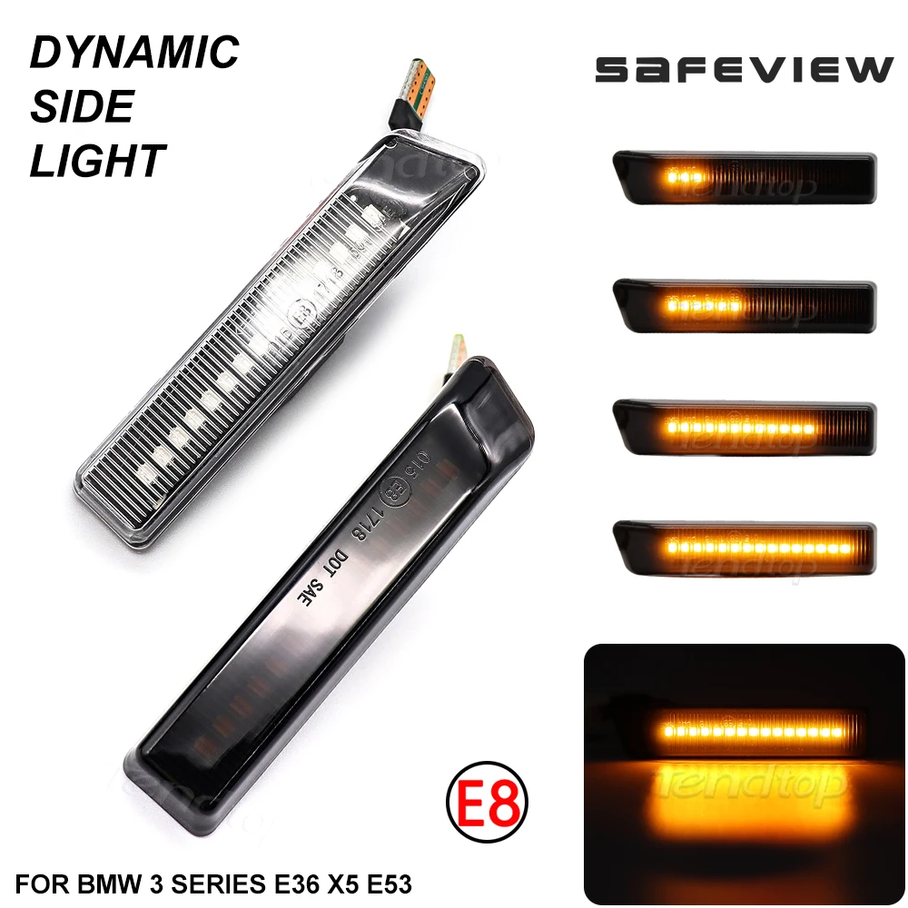 Dynamic Blinker Turn Signal Light For BMW 3 Series E36 1997-1999 X5 E53 LED Side Marker Light Indicator Sequential Lamp