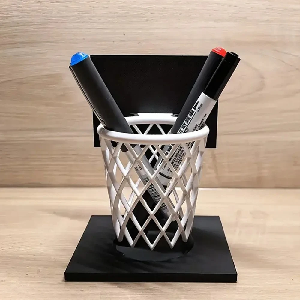 New Creative Basketball Hoop Pen Holder Desktop Organizer School, Space-Saving Decorative Accessory Home, Office Decor With Base