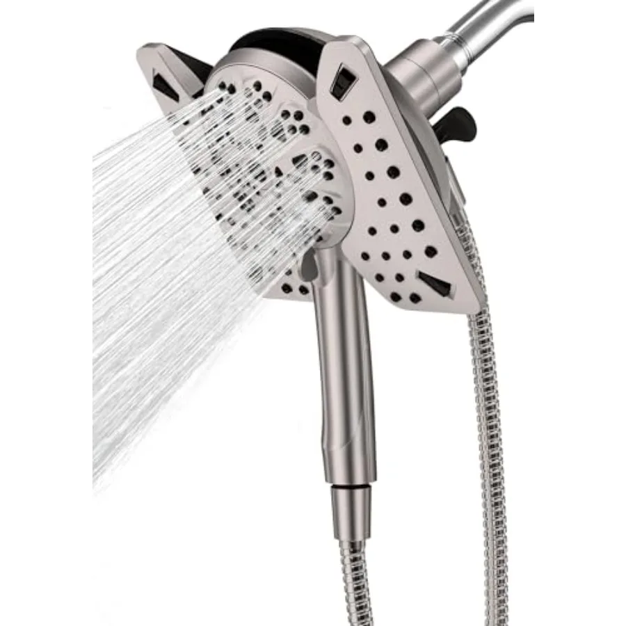 

Shower Head with Handheld High Pressure, Rain Shower Head with Fixed Showerhead and 9 Sprays Handheld Shower, Detachable 2-IN-1