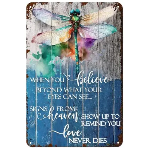 VOTHI Funny Dragonfly Sign,When You Believe Beyond What Your Eyes Can See,Dra...