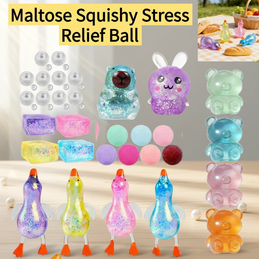 Cute Cartoon Duck Squeeze Toy Maltose Stress Ball Slow Rebound Design for Fun Anxiety Relief for Relieving Work Pressure Study