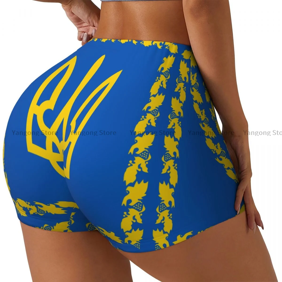 Sexy tight hip sports shorts Flag Of The President Of Ukraine fitness women's comfortable yoga shorts