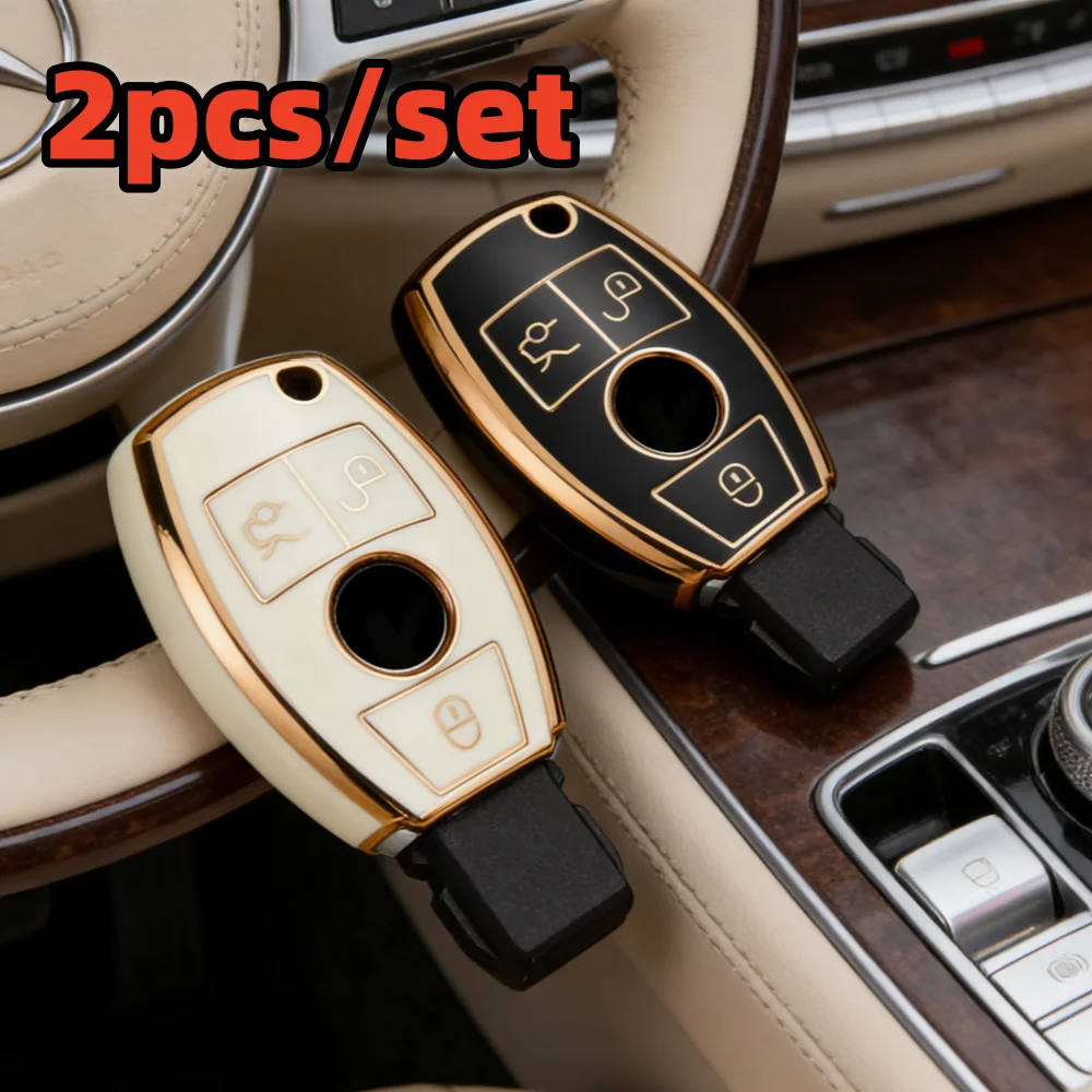 2pcs Car Key Case Covers For Mercedes Benz CLA GLA GLC GLK W176 W463 W251 A B C E S Class W204 W211 Accessories view 2