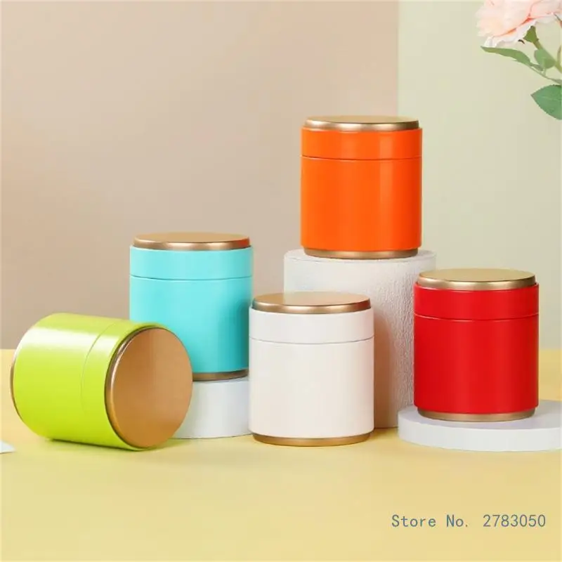 Round Tinplate Tin Sealing Tea Container Solid Color Tea Can Tea Boxes Tinplate Material for Tea Snacks Tea Candy Chocolate