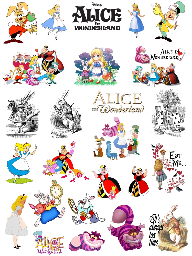 Disney Alice in Wonderland custom patch thermo-stickers for children DIY clothes patches