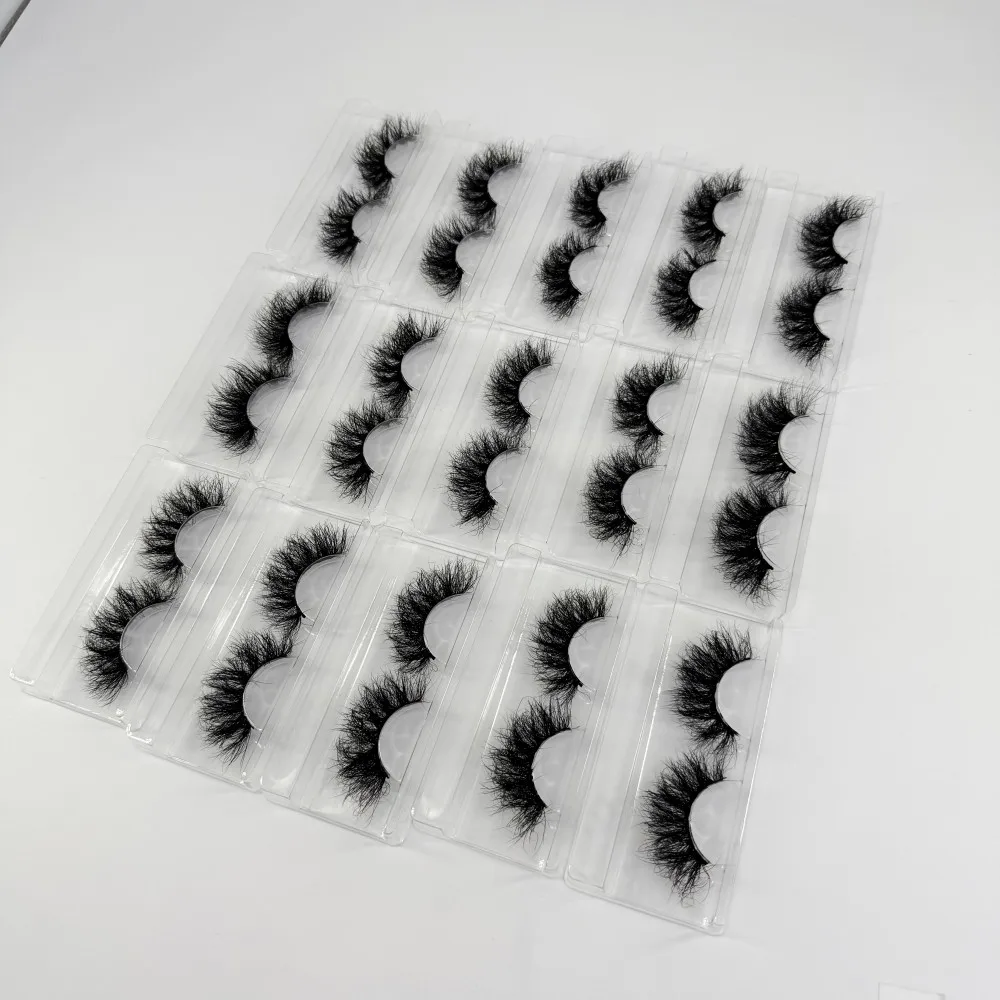 Wholesale 6d Fluffy Lashes Strip 3d Mink 25mm Lashes Curly Natural False Mink Eyelashes