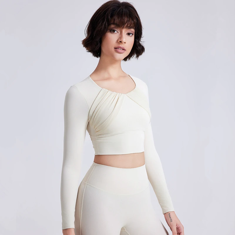 

Women Slim Yoga Shirts Padded Long Sleeves T-shirt Quick Dry Sport Shirt Running Sweatshirts Mesh Patchwork Gym Fitness Top Bras