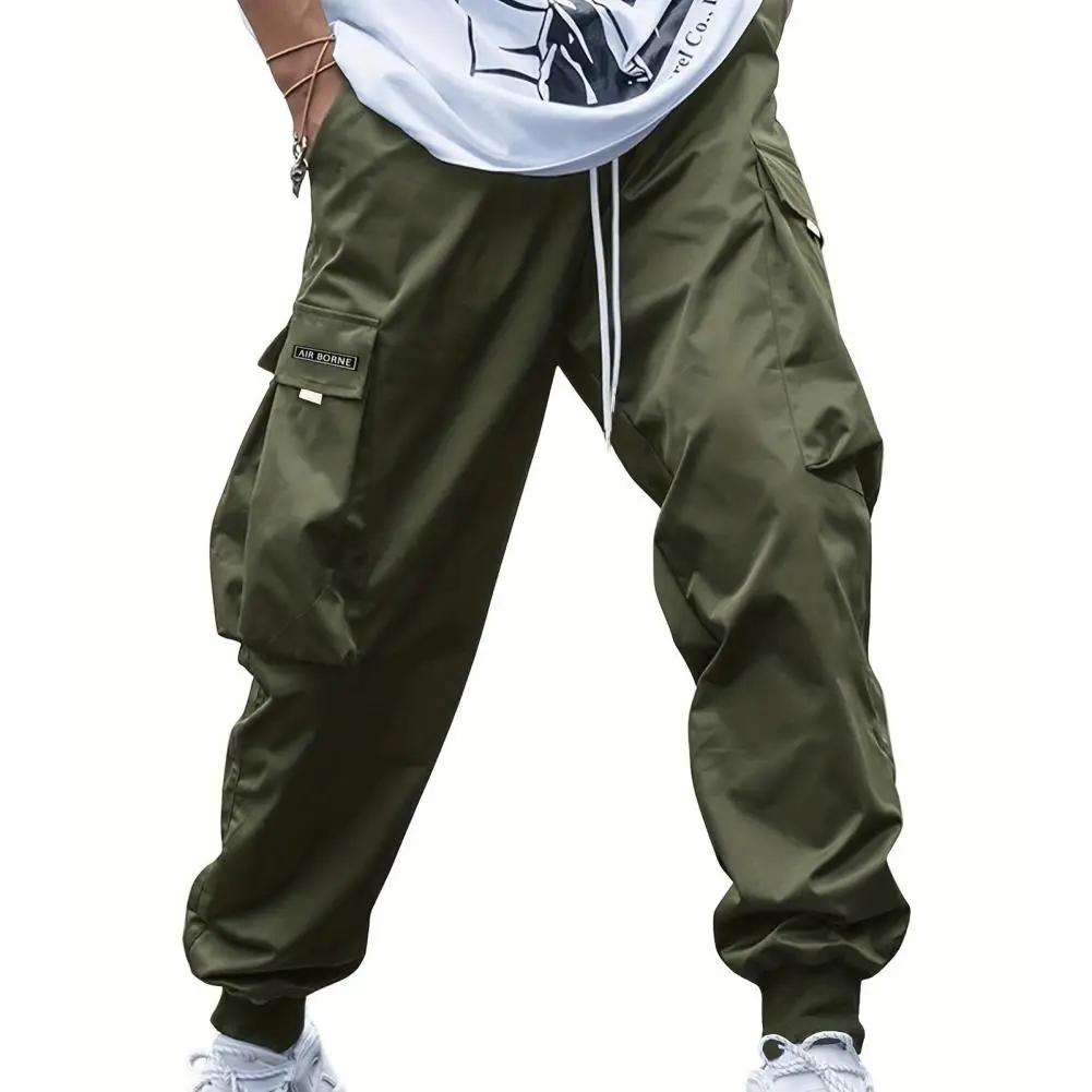 Mens Casual Pants Stretch Elastic Waist Drawstring Joggers Pants  Sweatpants With Multi Pockets