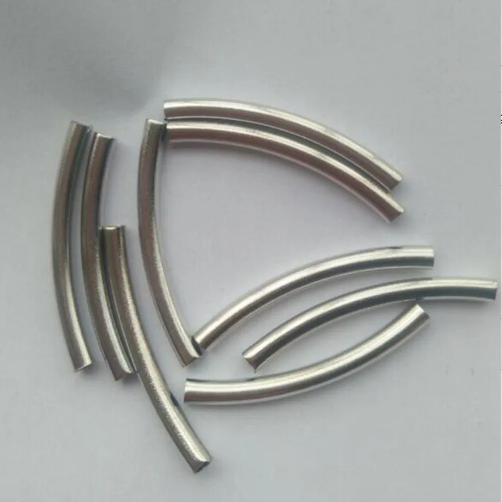 

50 Pcs Copper Tube Accessories Jewelry Curve Beads Bent Tube Loose Metal Spacer