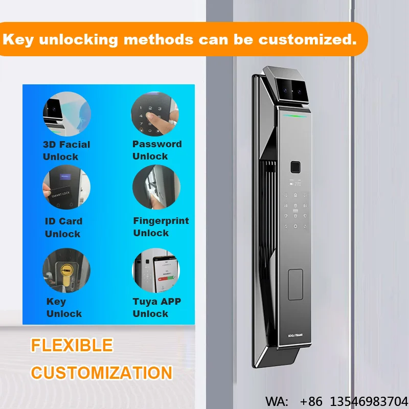 Tuya Smart Home Gate Door Lock Facial Recognition Wifi App Control Screen Intercom Biohacking RF ID Card Cloud Wood Compatible