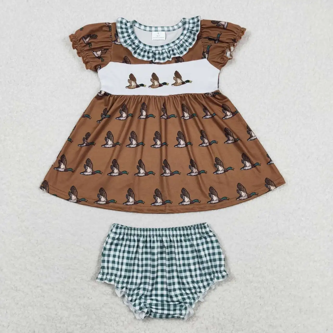 GBO0319 Children Clothes  Short Sleeve Duck Print Top With Shorts Bummies Set Kids Girls Summer Boutique Outfits